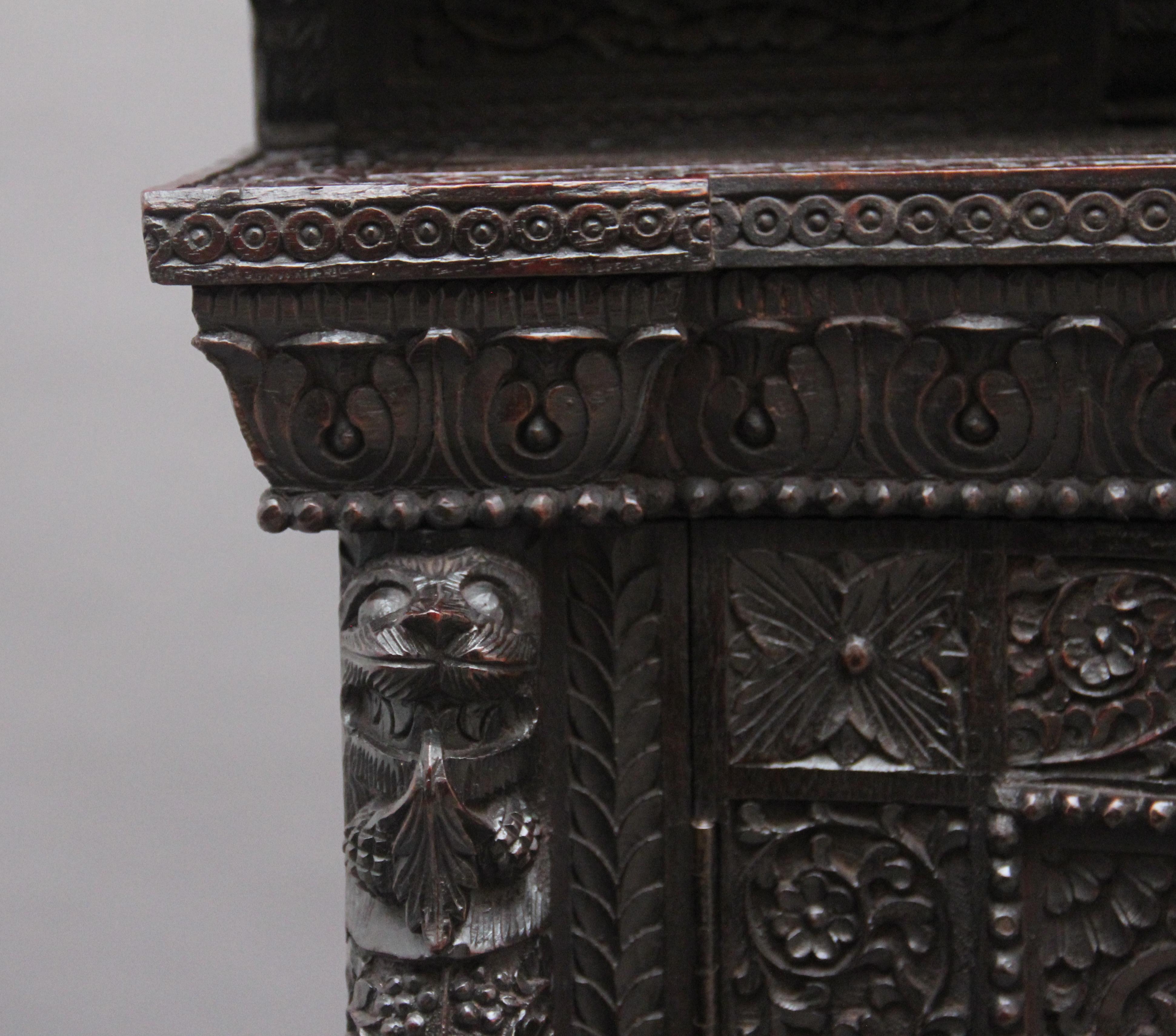 19th Century Carved Anglo, Indian Cabinet 8