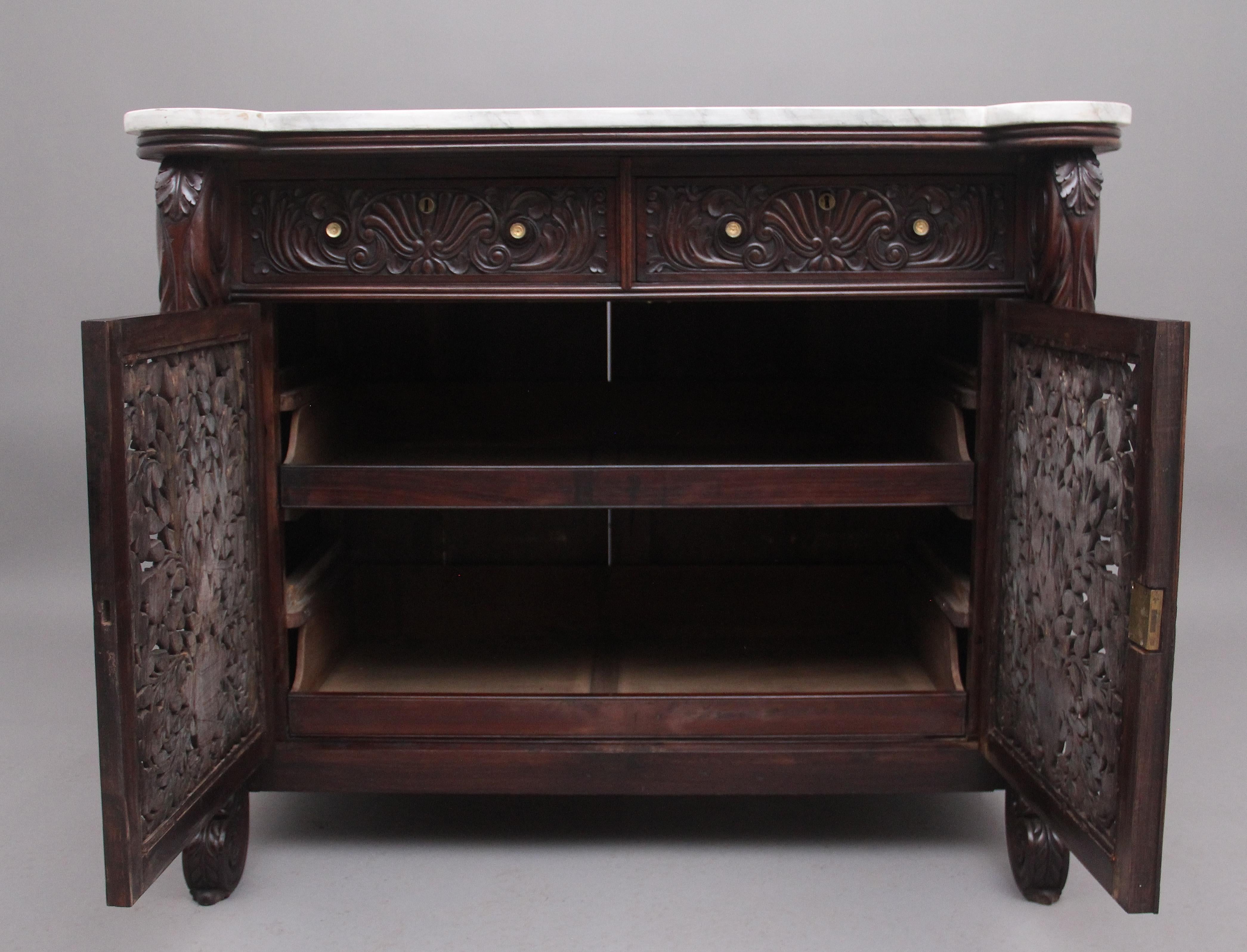 19th Century Carved Anglo Indian Cabinet In Good Condition For Sale In Martlesham, GB