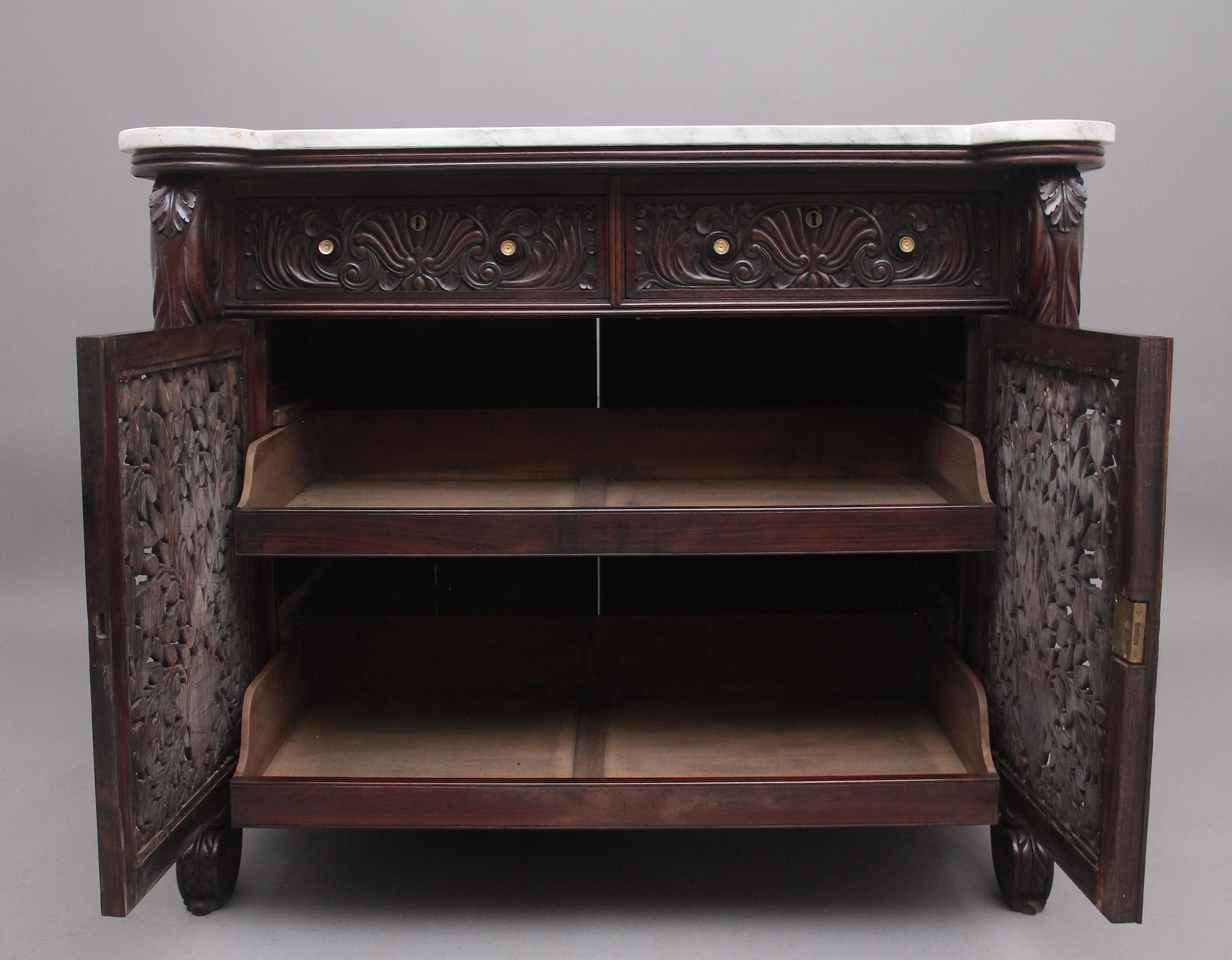 Mid-19th Century 19th Century Carved Anglo Indian Cabinet For Sale