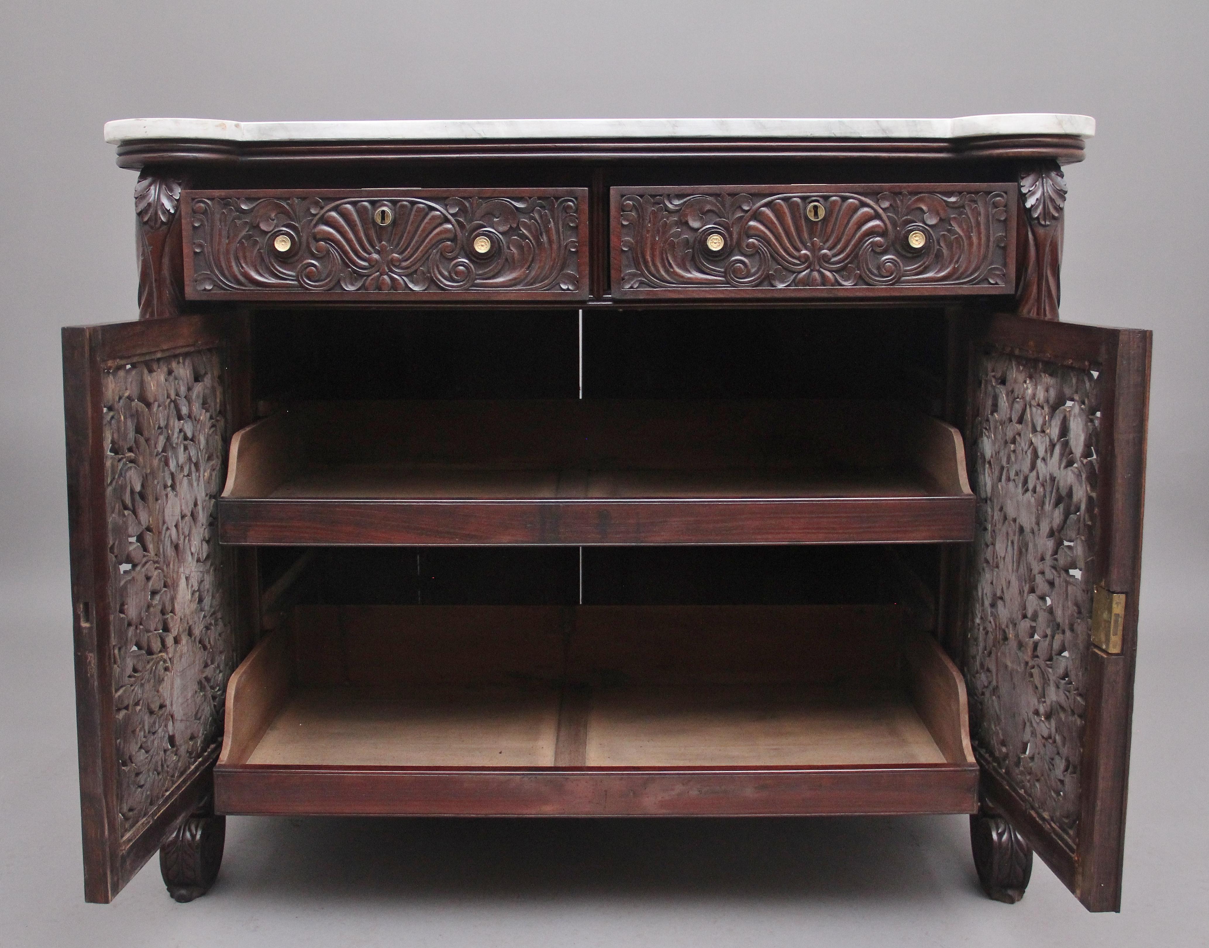 Hardwood 19th Century Carved Anglo Indian Cabinet For Sale