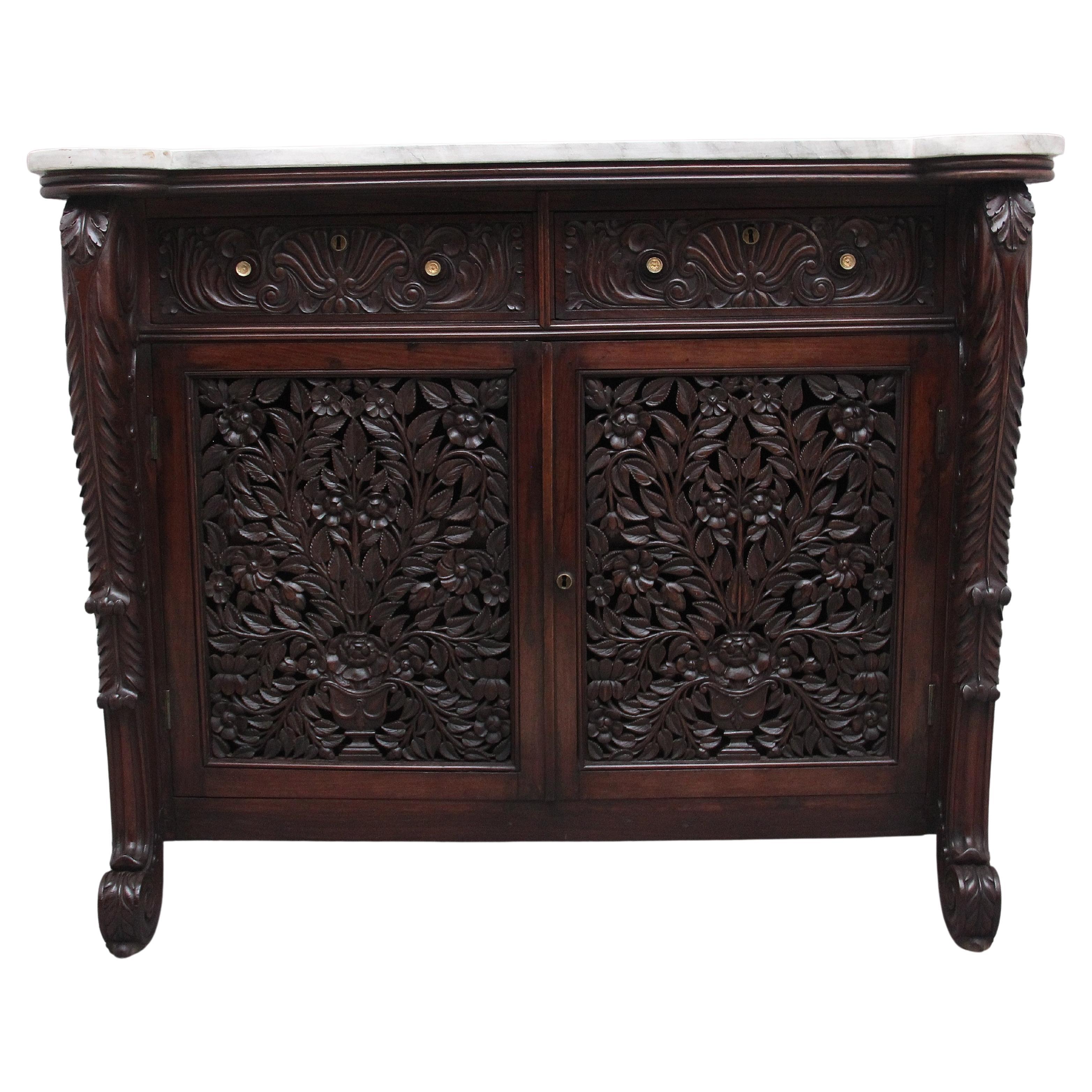 19th Century Carved Anglo Indian Cabinet For Sale