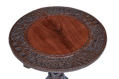 19th Century, Carved Anglo Indian Padouk Tilt Top Table