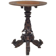 19th Century Carved Anglo-Indian Padouk Tilt Top Table