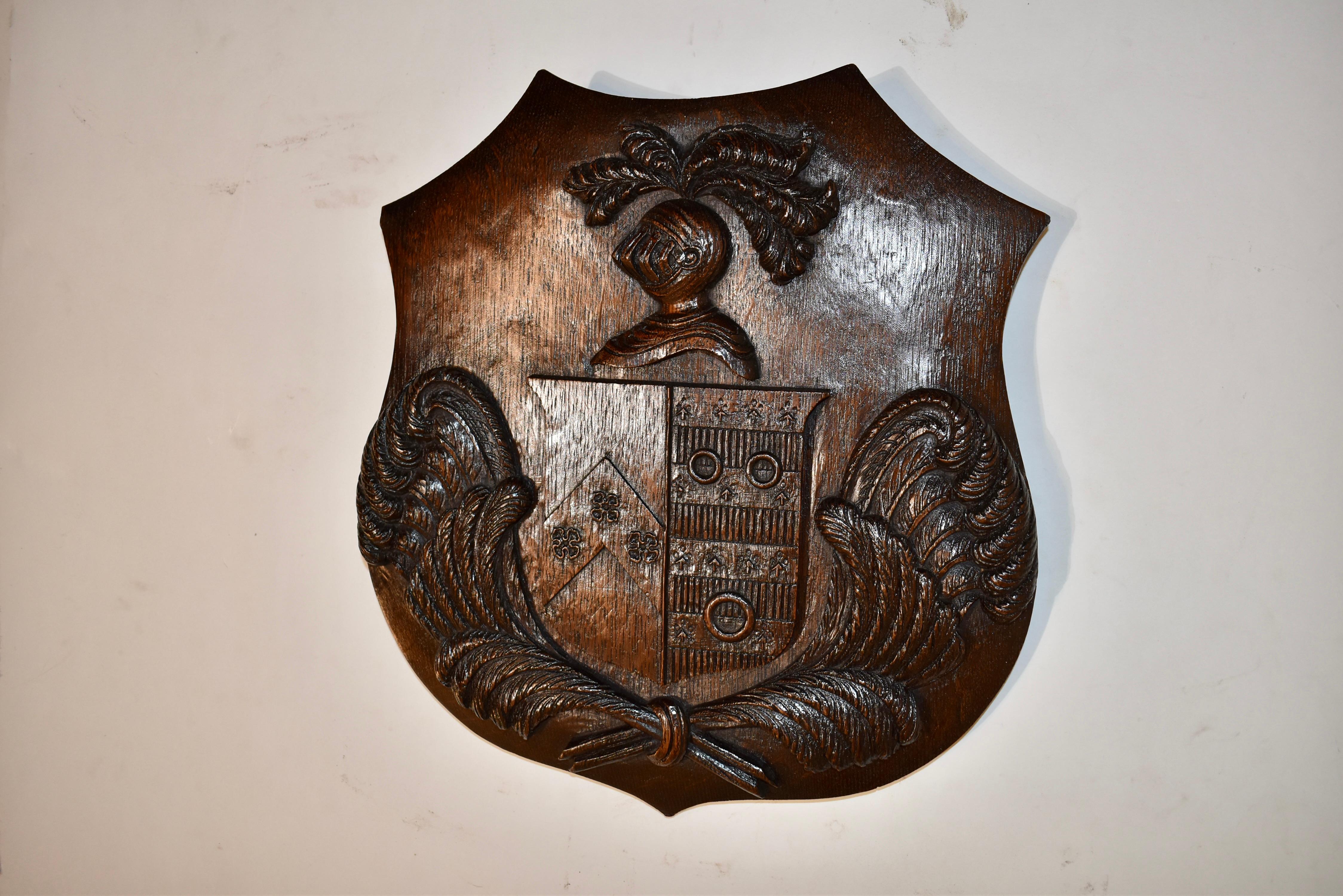 English 19th Century Carved Armorial Plaque For Sale
