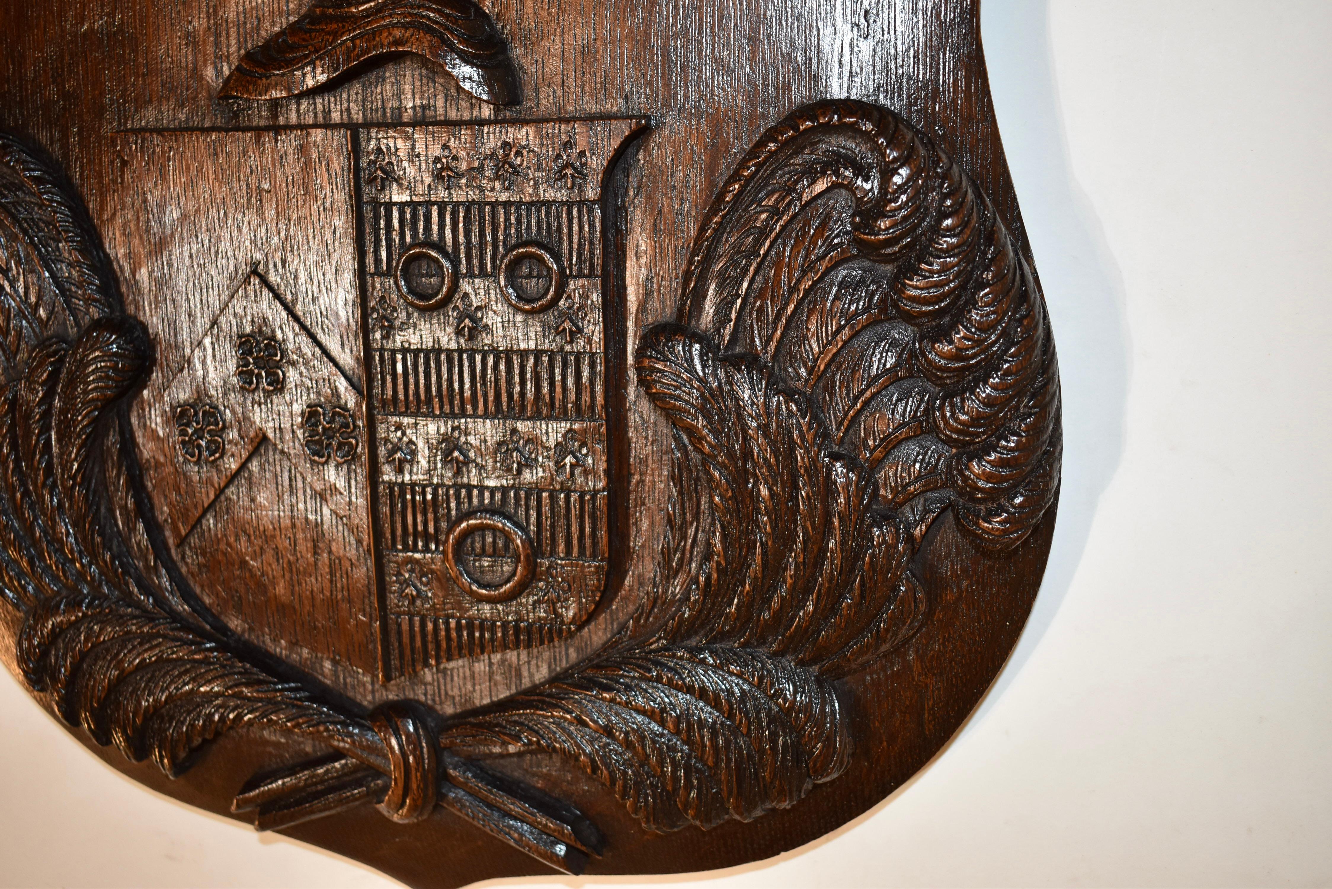 19th Century Carved Armorial Plaque In Good Condition For Sale In High Point, NC