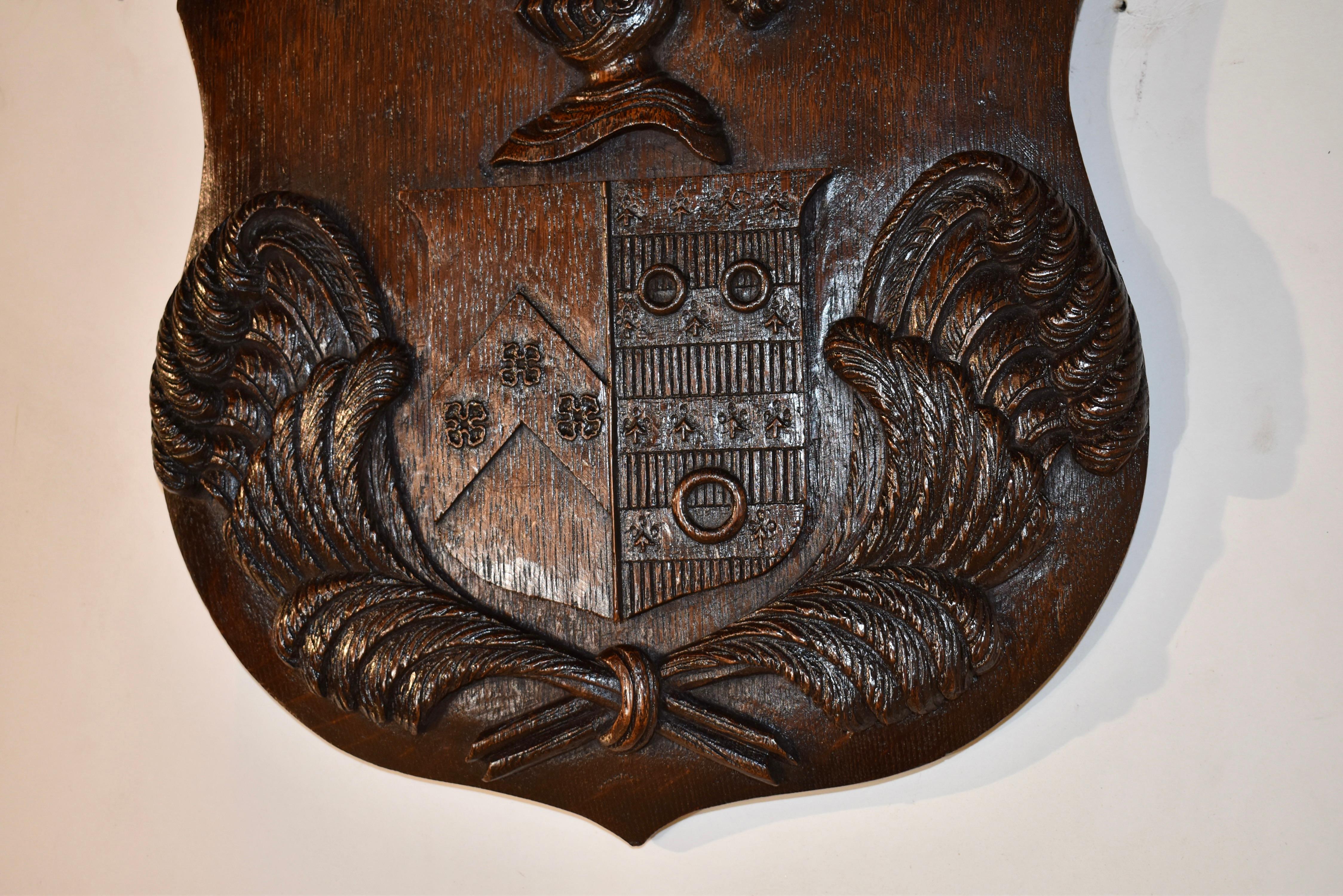 19th Century Carved Armorial Plaque For Sale 2