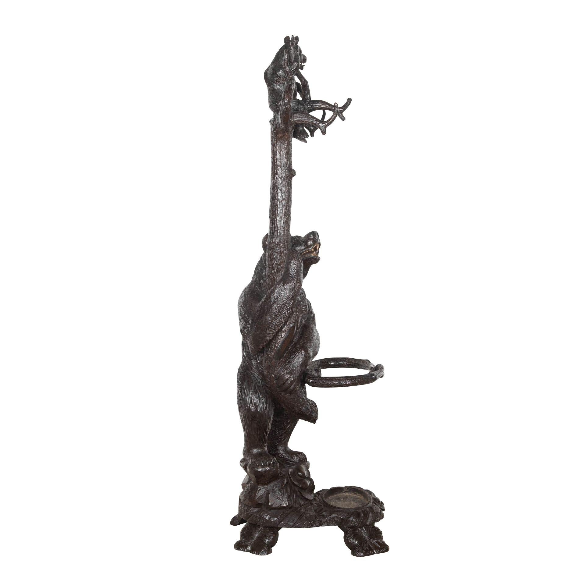 Black Forest 19th Century Carved Bear Hall Stand For Sale
