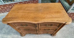 19th Century Carved Bell Flower European 3 Draw Chest Commode Dresser Brass Pull