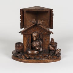 19th Century Carved 'Black Forest' Doghouse Coquetier and Egg Holder