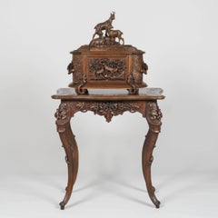 19th Century Carved 'Black Forest' Drinks Cabinet on Stand
