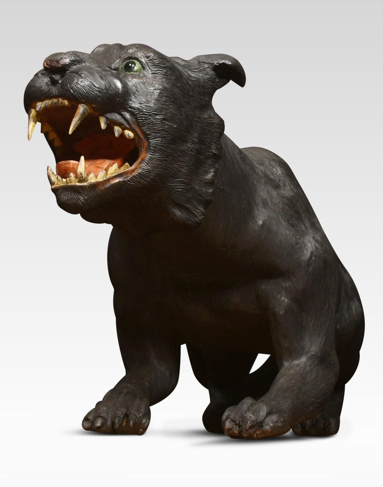 19th Century Carved Black Panther For Sale at 1stDibs