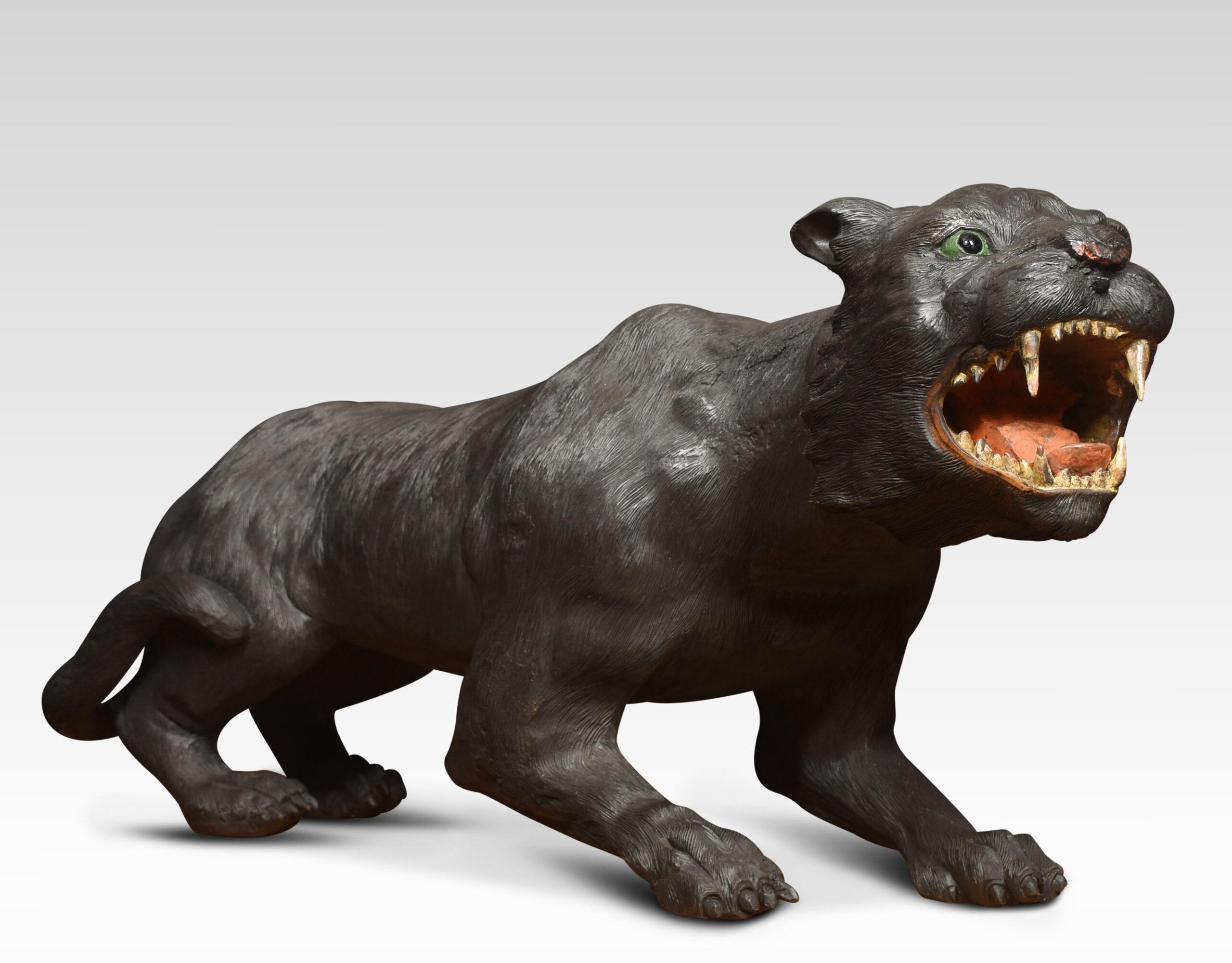 19th Century Carved Black Panther In Good Condition For Sale In Cheshire, GB
