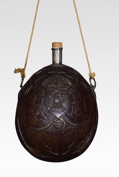 19th Century Carved Bug Bear Coconut Flask