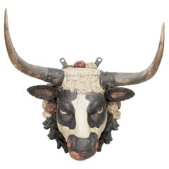 19th Century Carved Bull Sign