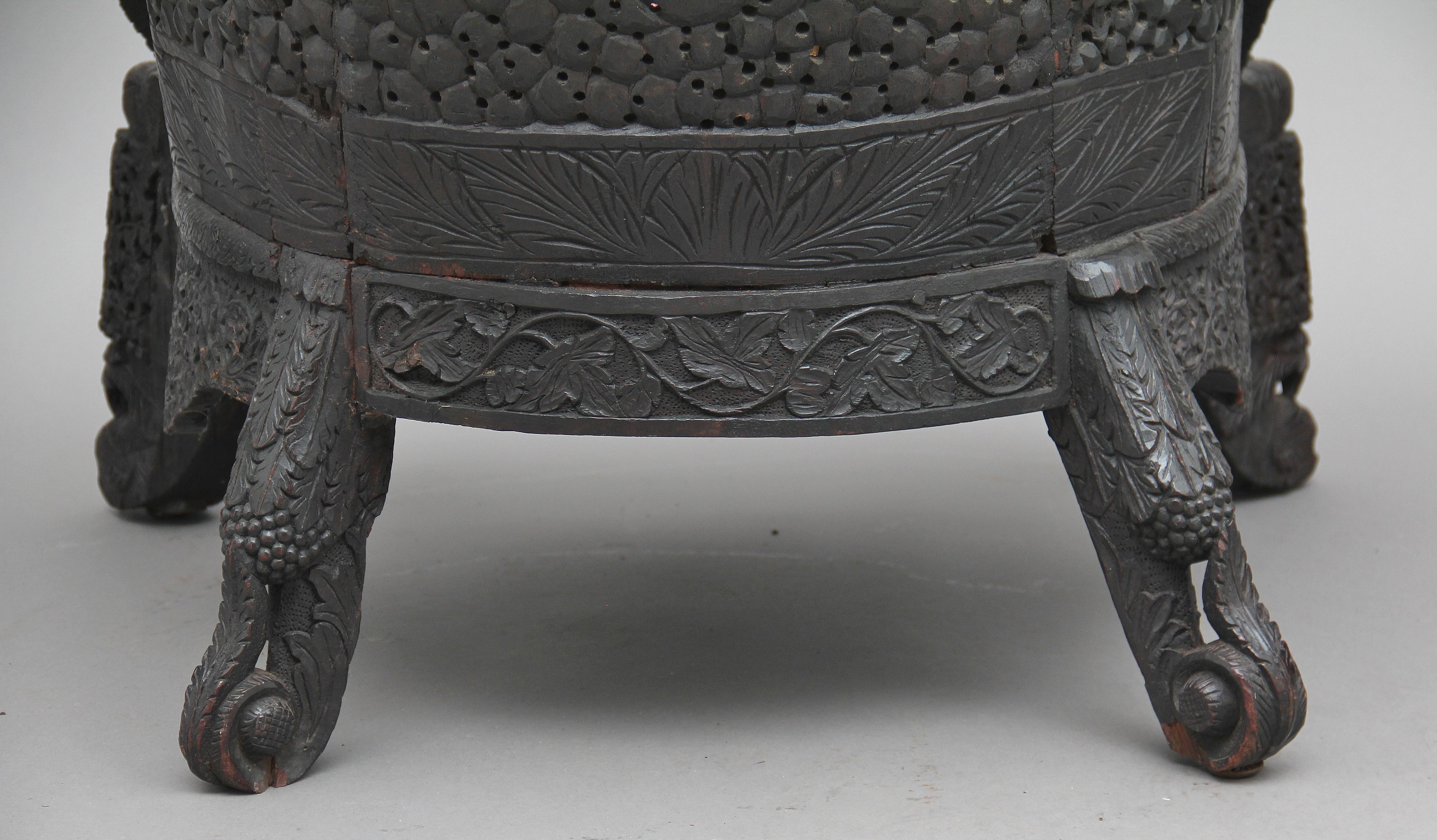 19th Century Carved Burmese Chair 5