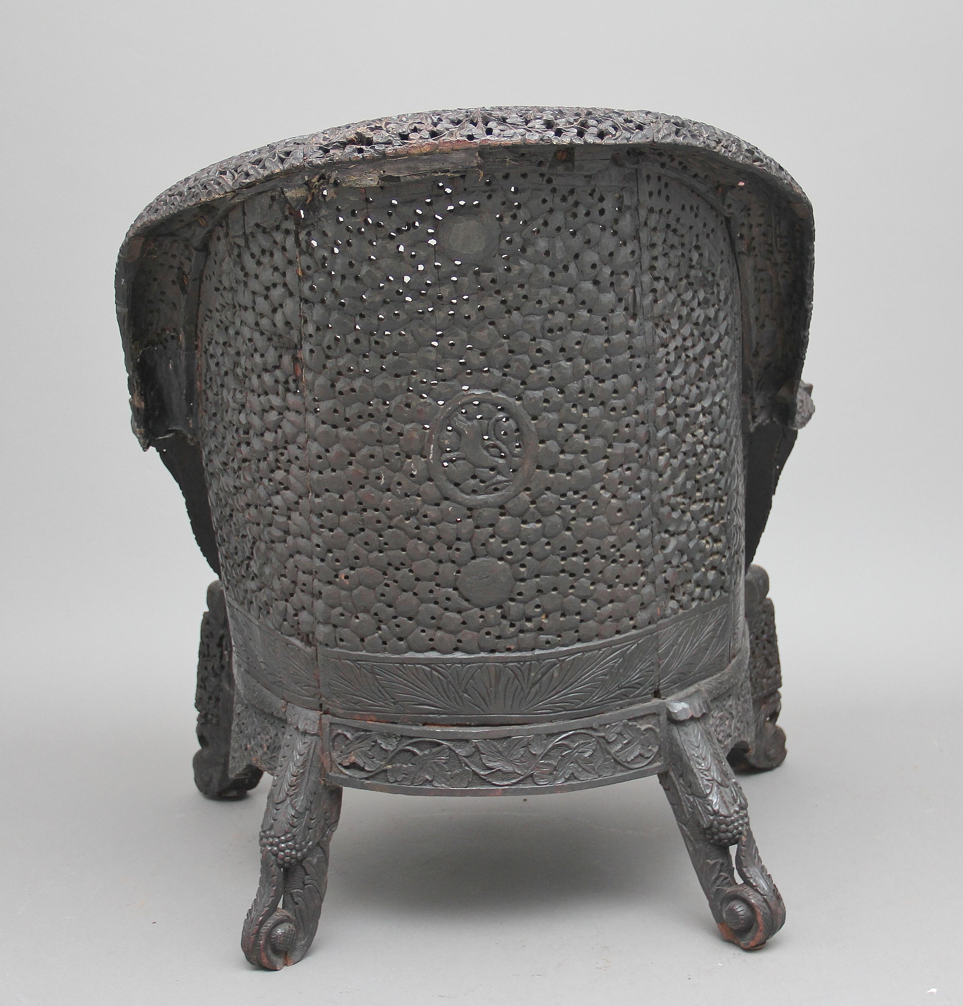 Late 19th Century 19th Century Carved Burmese Chair