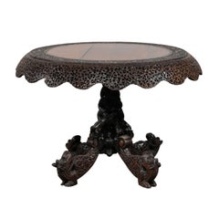 19th Century Carved Burmese Pedestal Centre Table