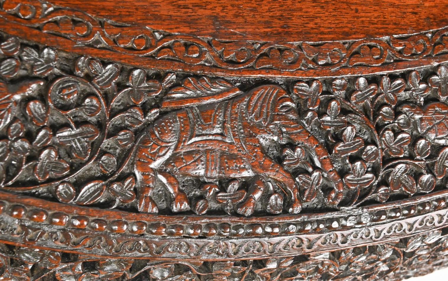 19th Century Carved Burmese Table In Good Condition In Bradenton, FL