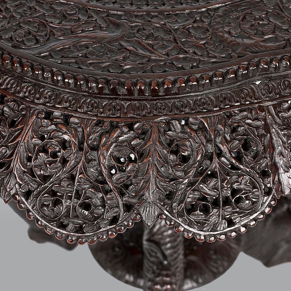19th Century Carved Burmese Walnut Side Table For Sale 1