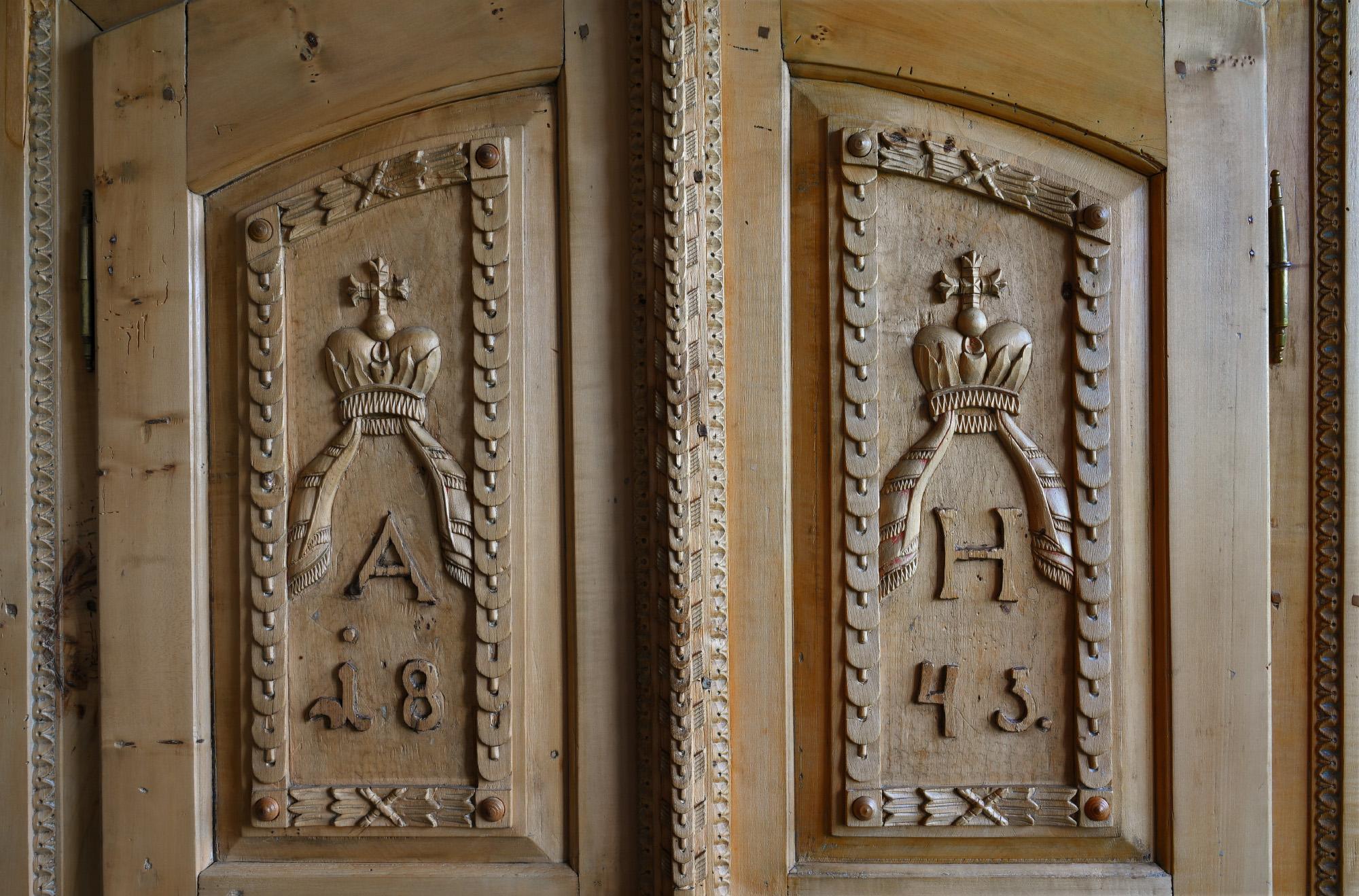 German 19th Century Carved Cabinet Bavaria Landsberg Lech, Wedding Cabinet Folkart