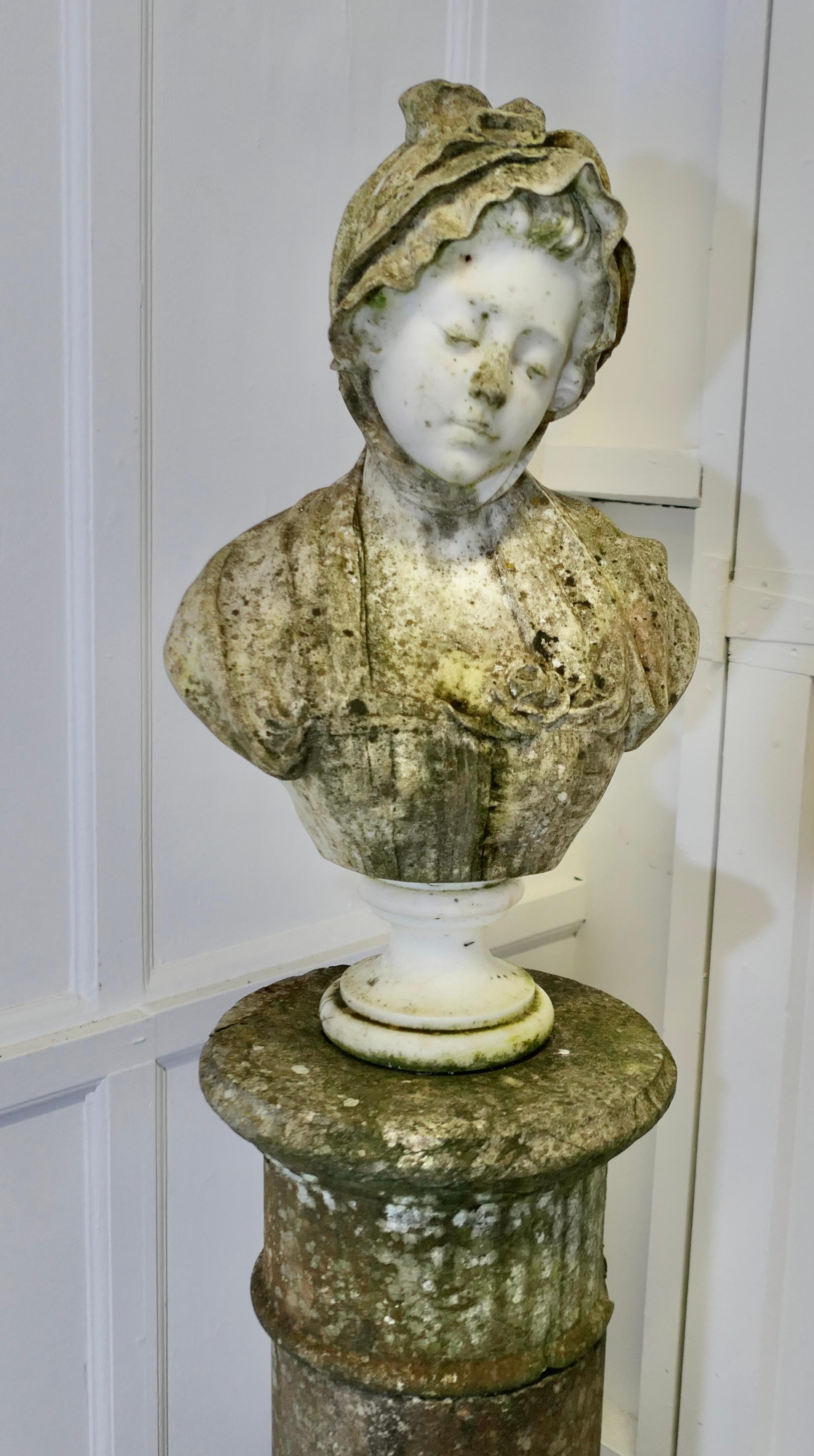 Marmo di Carrara Busto in marmo di Carrara intagliato del XIX secolo da Jean-Baptiste Greuze in vendita