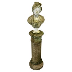 19th Century Carved Carrara Marble Bust after Jean-Baptiste GREUZE