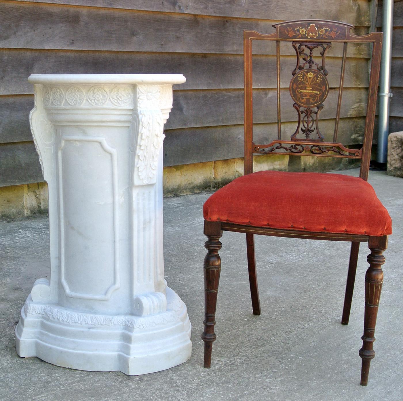 19th Century Carved Carrara Marble Column Plinth In Good Condition In Dallington, East Sussex