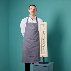 19th Century Carved Carrara Marble Panel on Stand