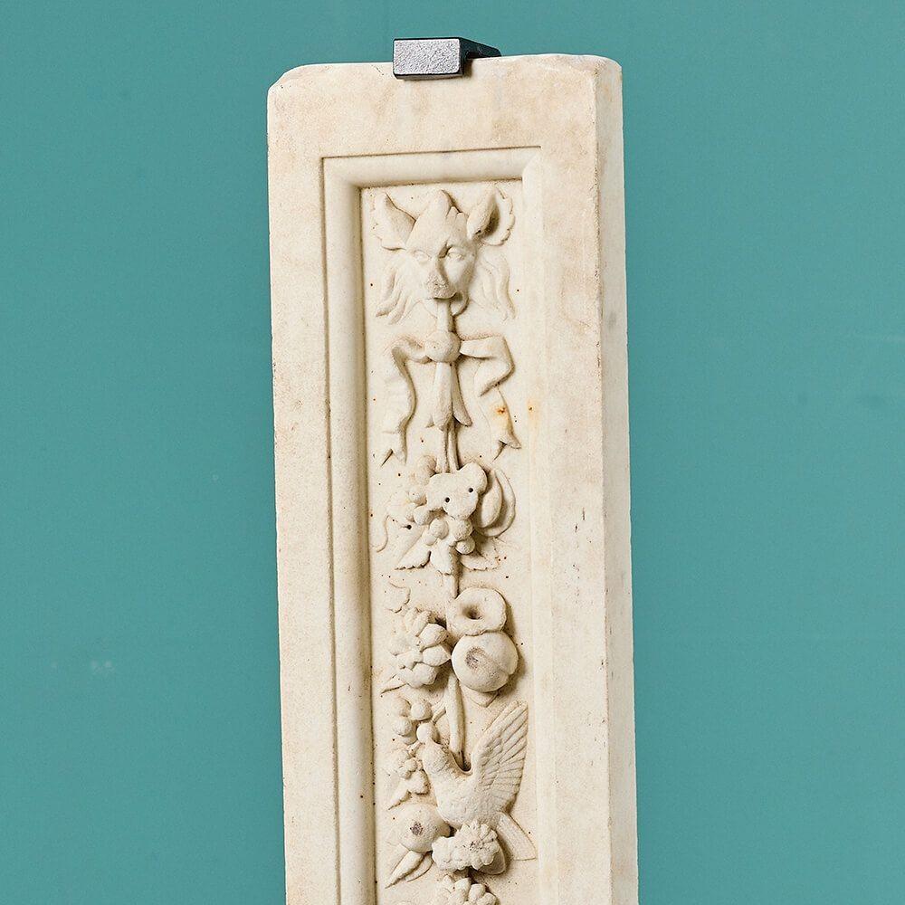 Neoclassical 19th Century Carved Carrara Marble Panel on Stand For Sale