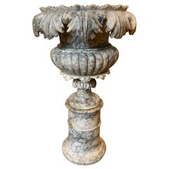 19th Century Carved Carrara Marble Urn