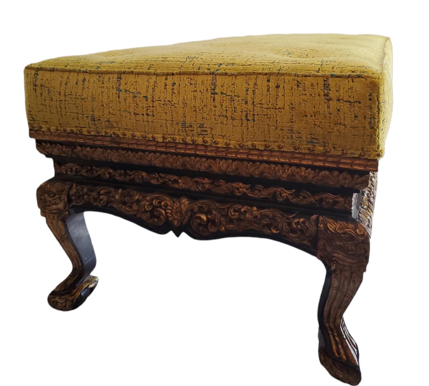 Hand-Carved 19th Century Carved Chinese Bench