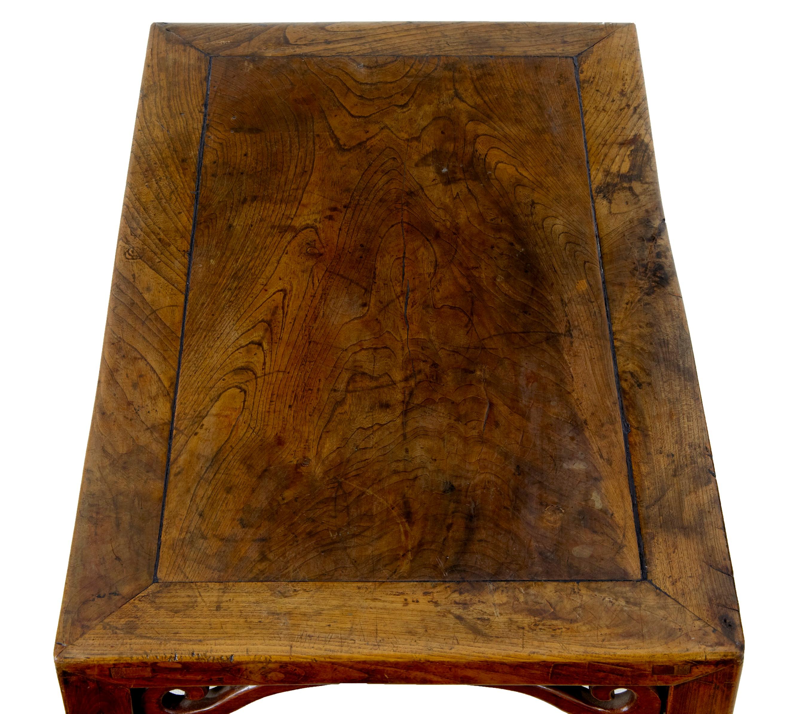 Chinese Export 19th Century Carved Chinese Elm Low Table