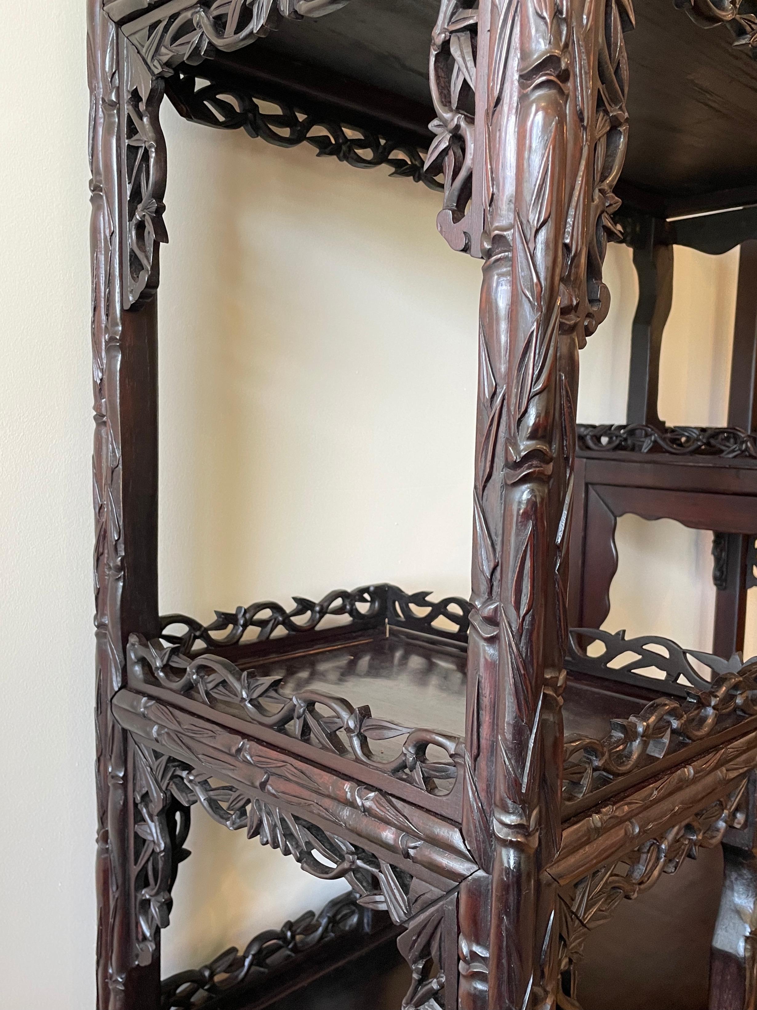 19th Century Carved Chinese Etagere In Good Condition For Sale In Norwood, NJ