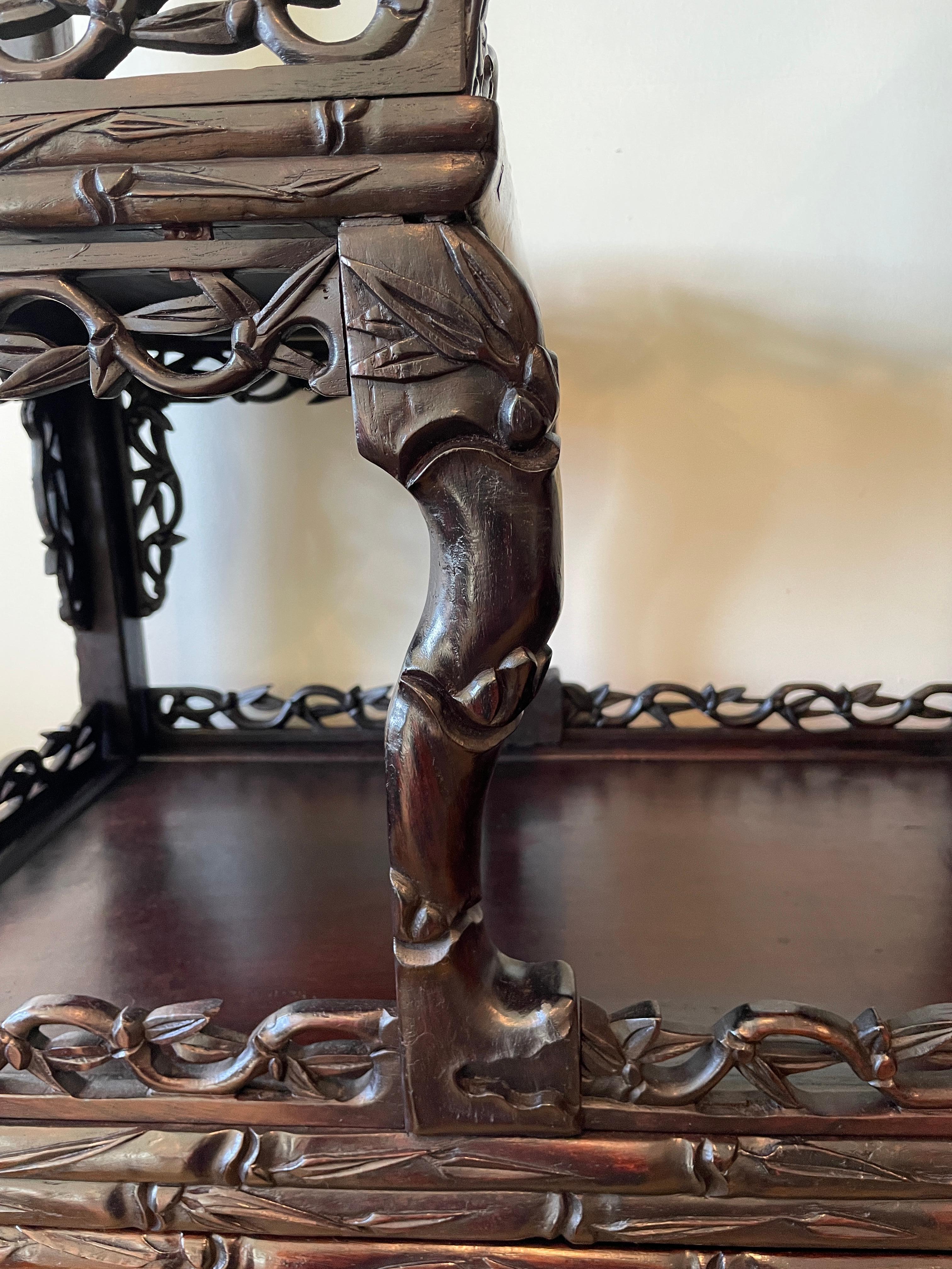 Hardwood 19th Century Carved Chinese Etagere For Sale