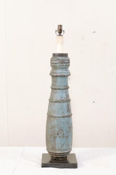 19th Century Carved Column Table Lamp