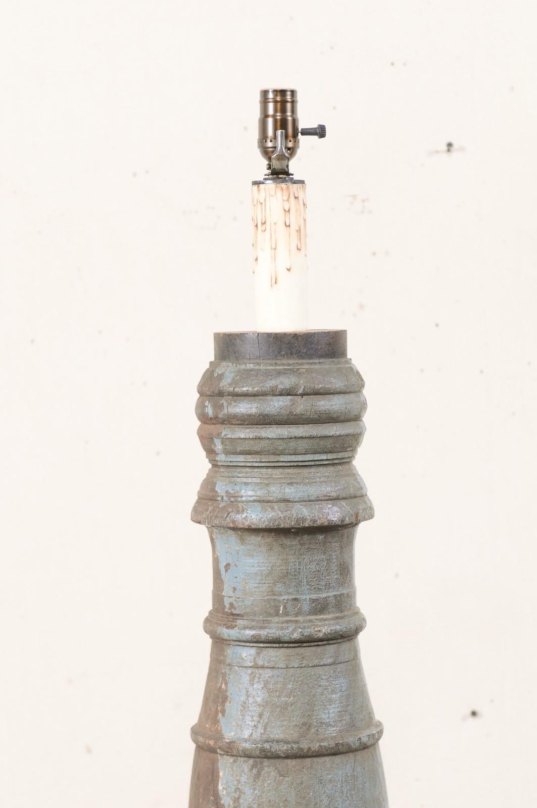 Iron 19th Century Carved Column Table Lamp