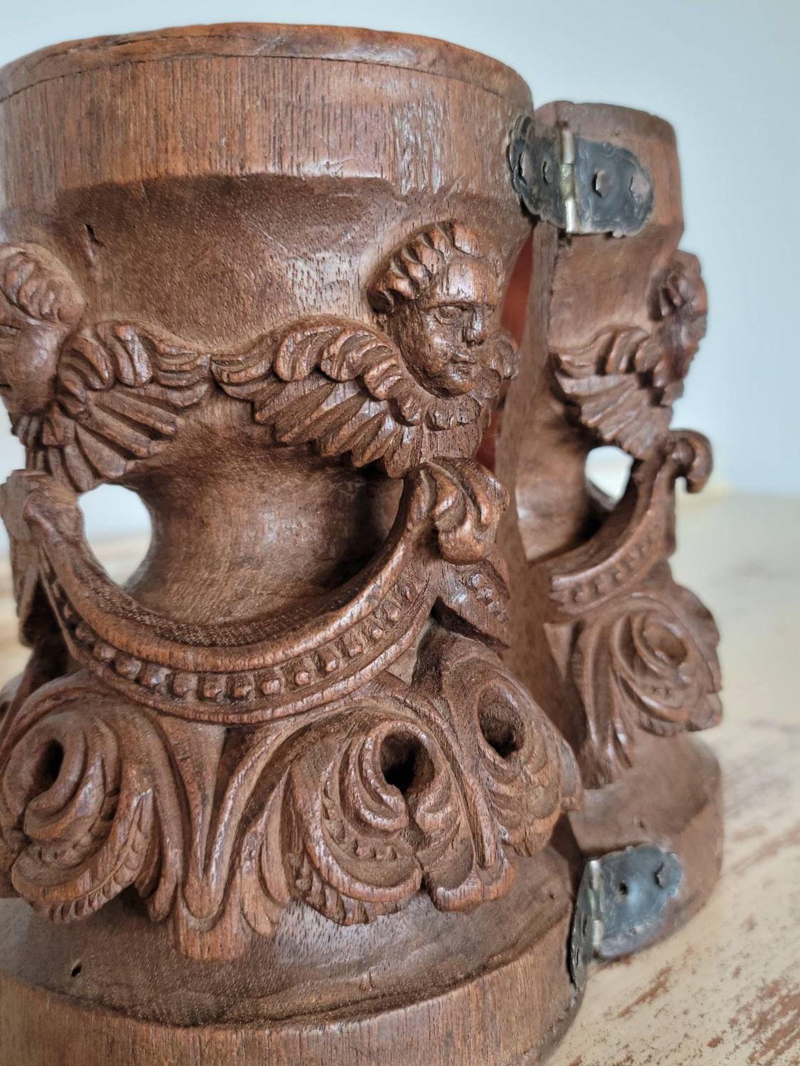 Silk 19th Century Carved Communion Chalice Case  For Sale