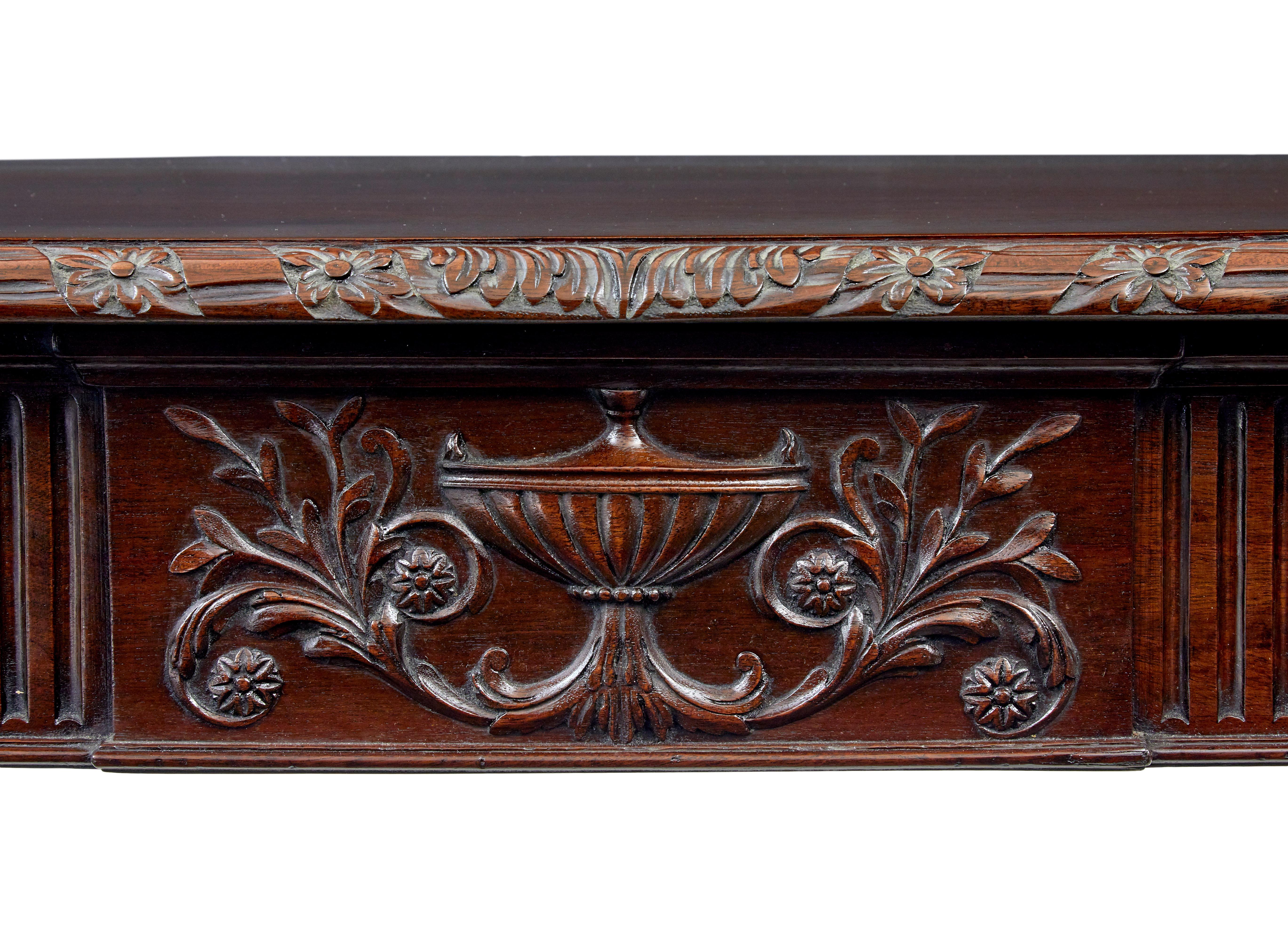 Mahogany 19th century carved console table in the Adams Style For Sale