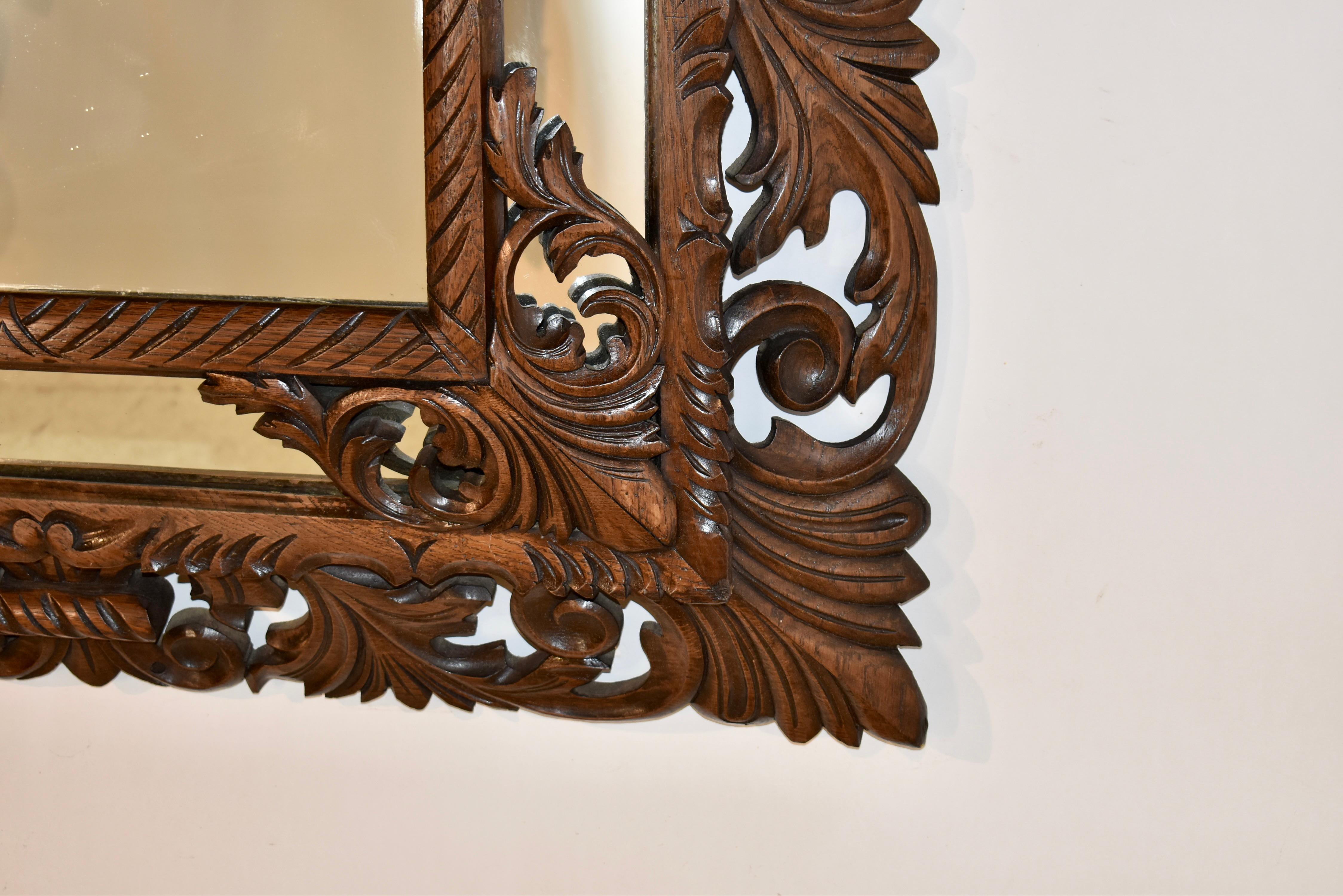 Hand-Carved 19th Century Carved Cushion Wall Mirror For Sale