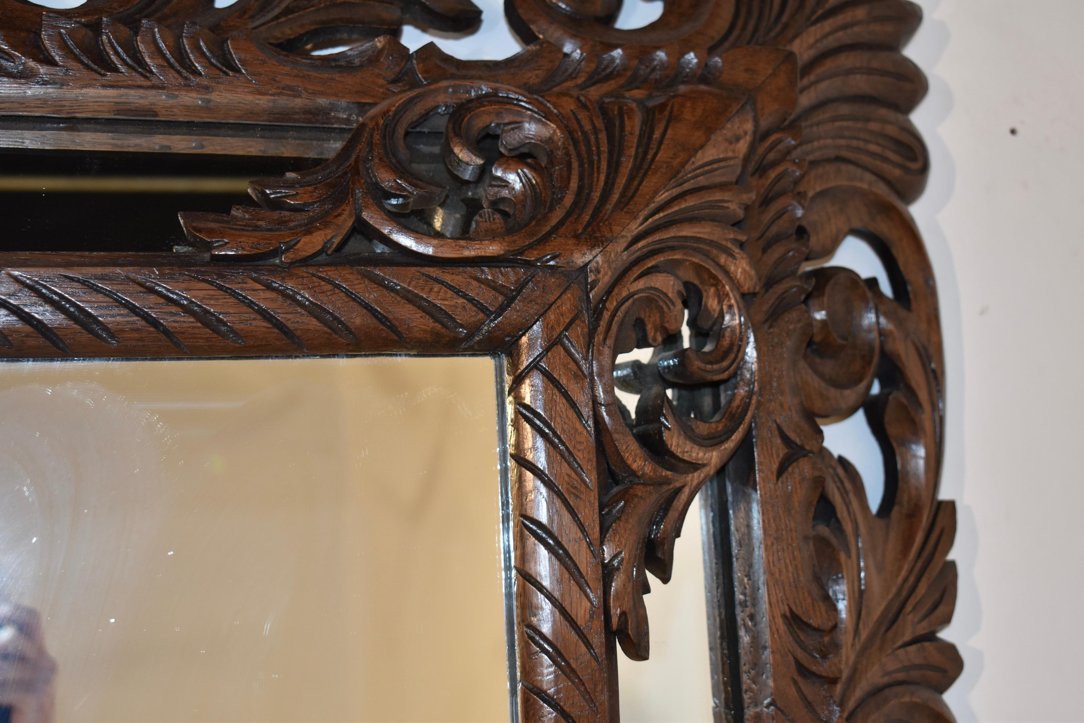 19th Century Carved Cushion Wall Mirror For Sale 1