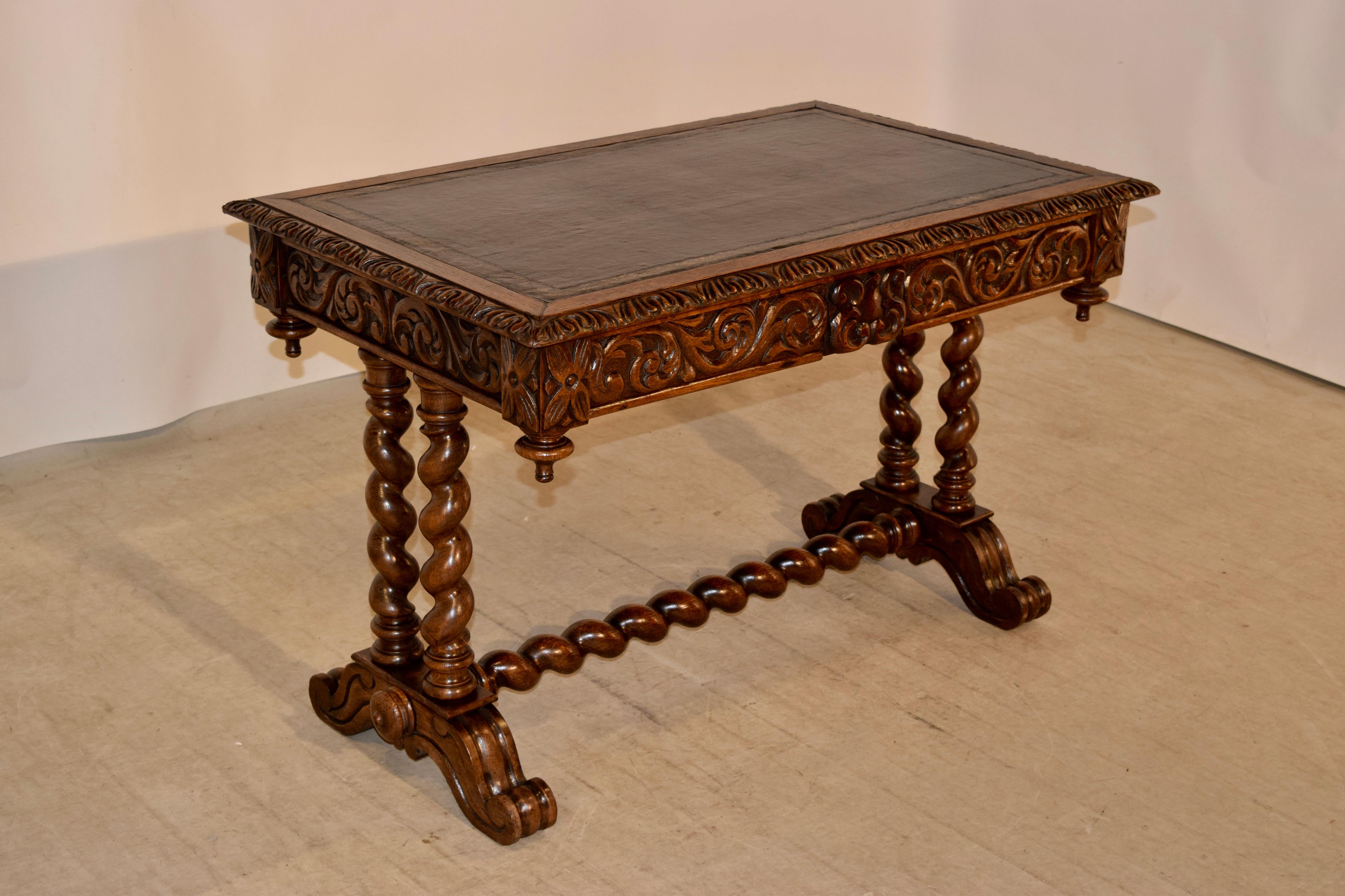 19th Century Carved Desk with Leather Top (Napoleon III.)