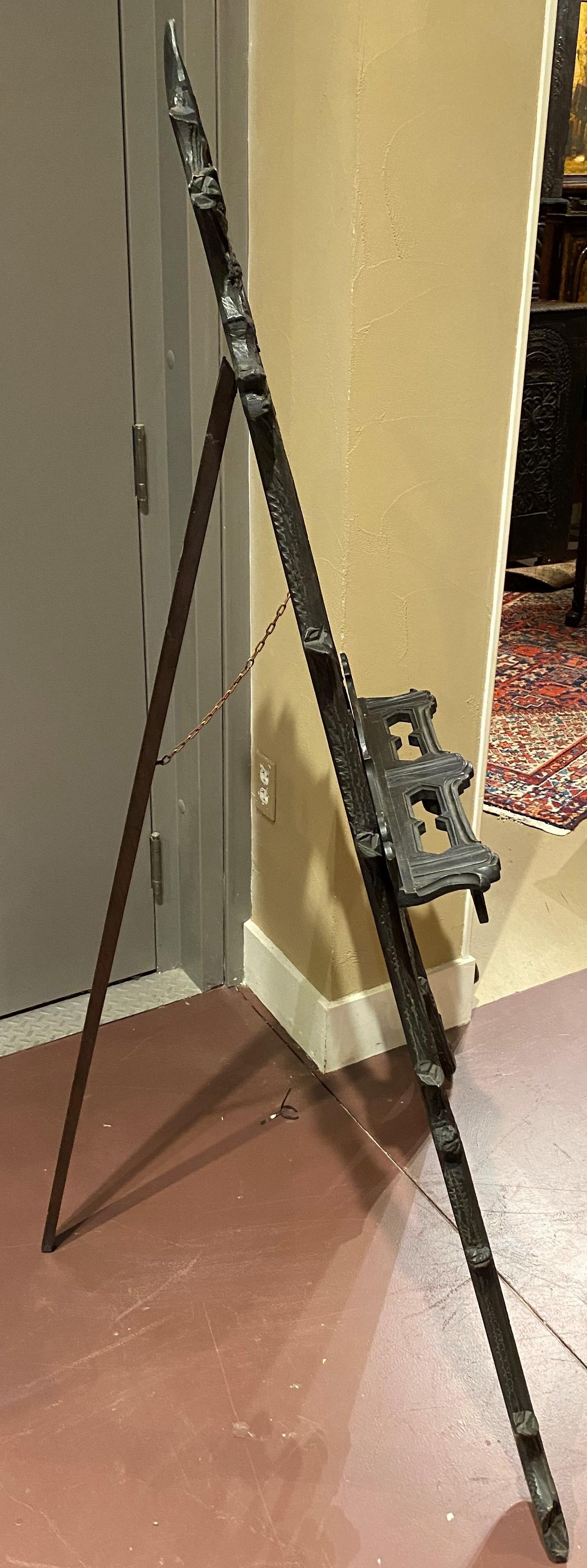 19th Century Carved Ebonized Black Forest Painting Easel In Good Condition For Sale In Milford, NH