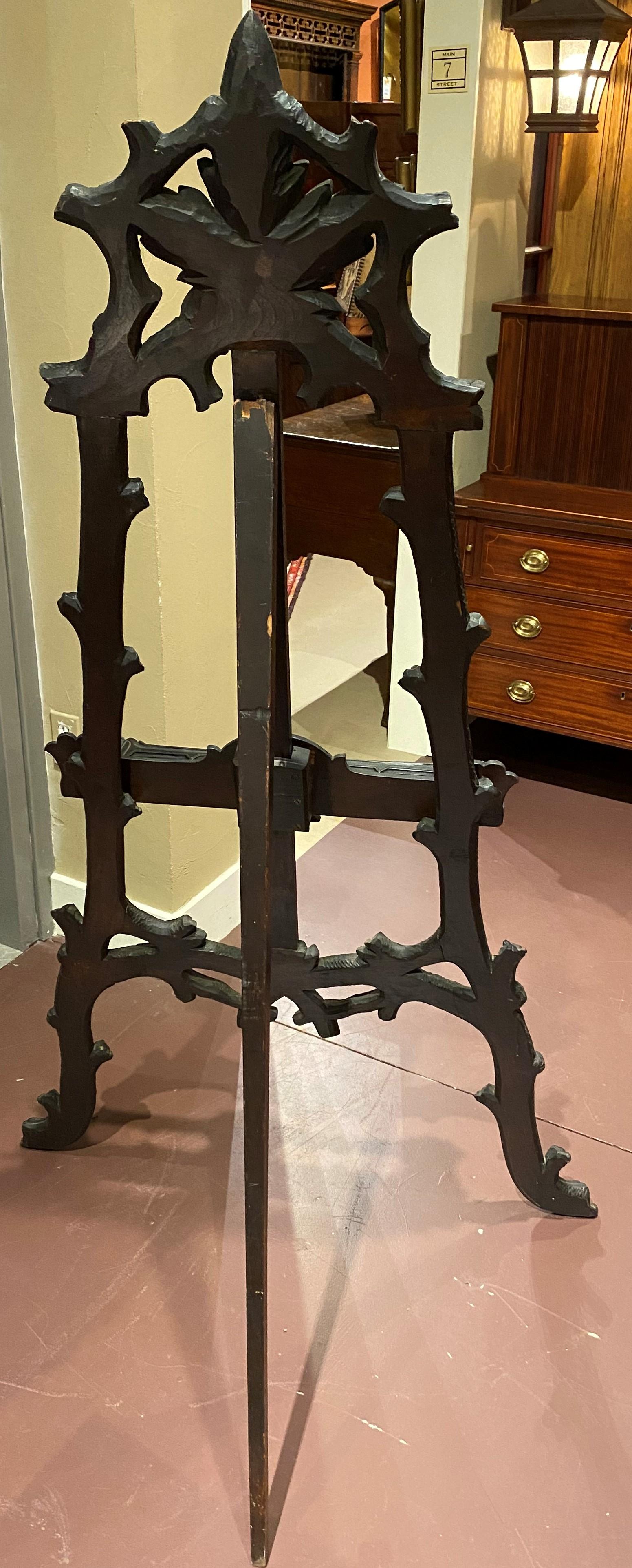 Wood 19th Century Carved Ebonized Black Forest Painting Easel For Sale
