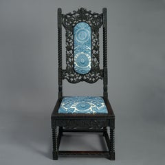 19. Jahrhundert Ebenholz geschnitzt High Back Side Chair