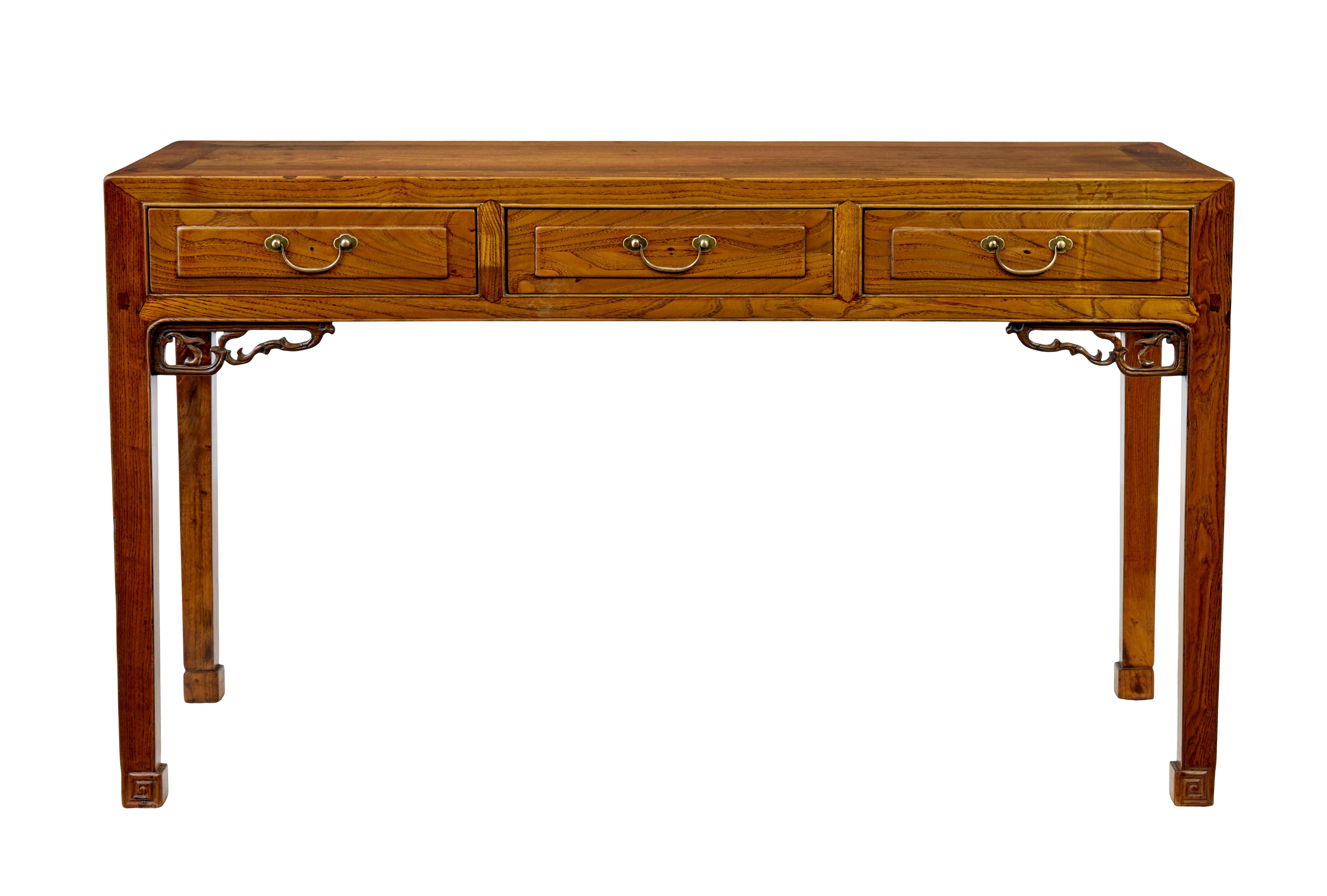 Qing 19th Century carved elm sideboard For Sale