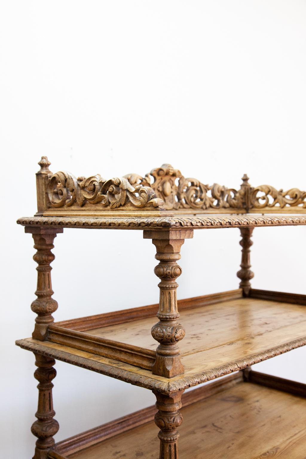 European 19th Century Carved English Four-Tier Shelf