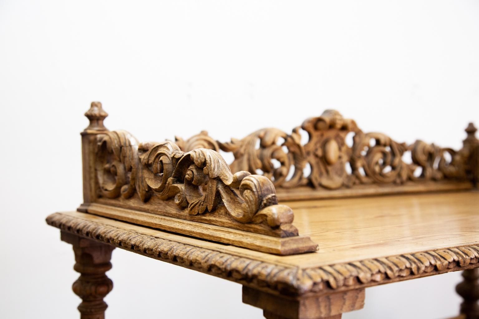 Hand-Carved 19th Century Carved English Four-Tier Shelf