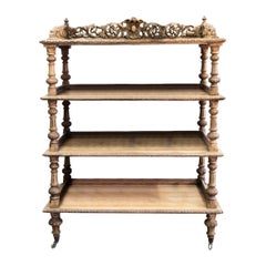 Antique 19th Century Carved English Four-Tier Shelf