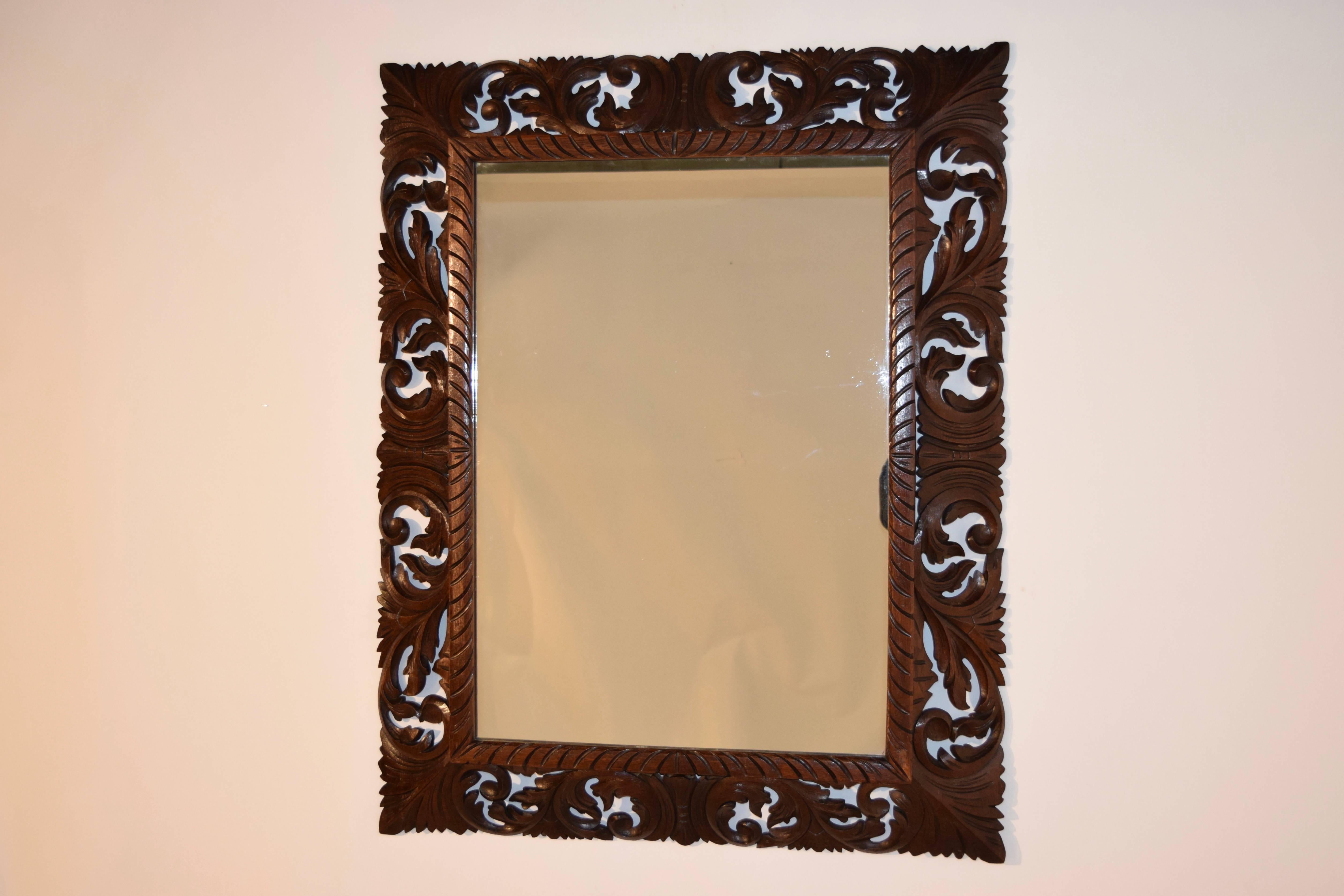 19th Century Carved English Oak Mirror In Excellent Condition In High Point, NC