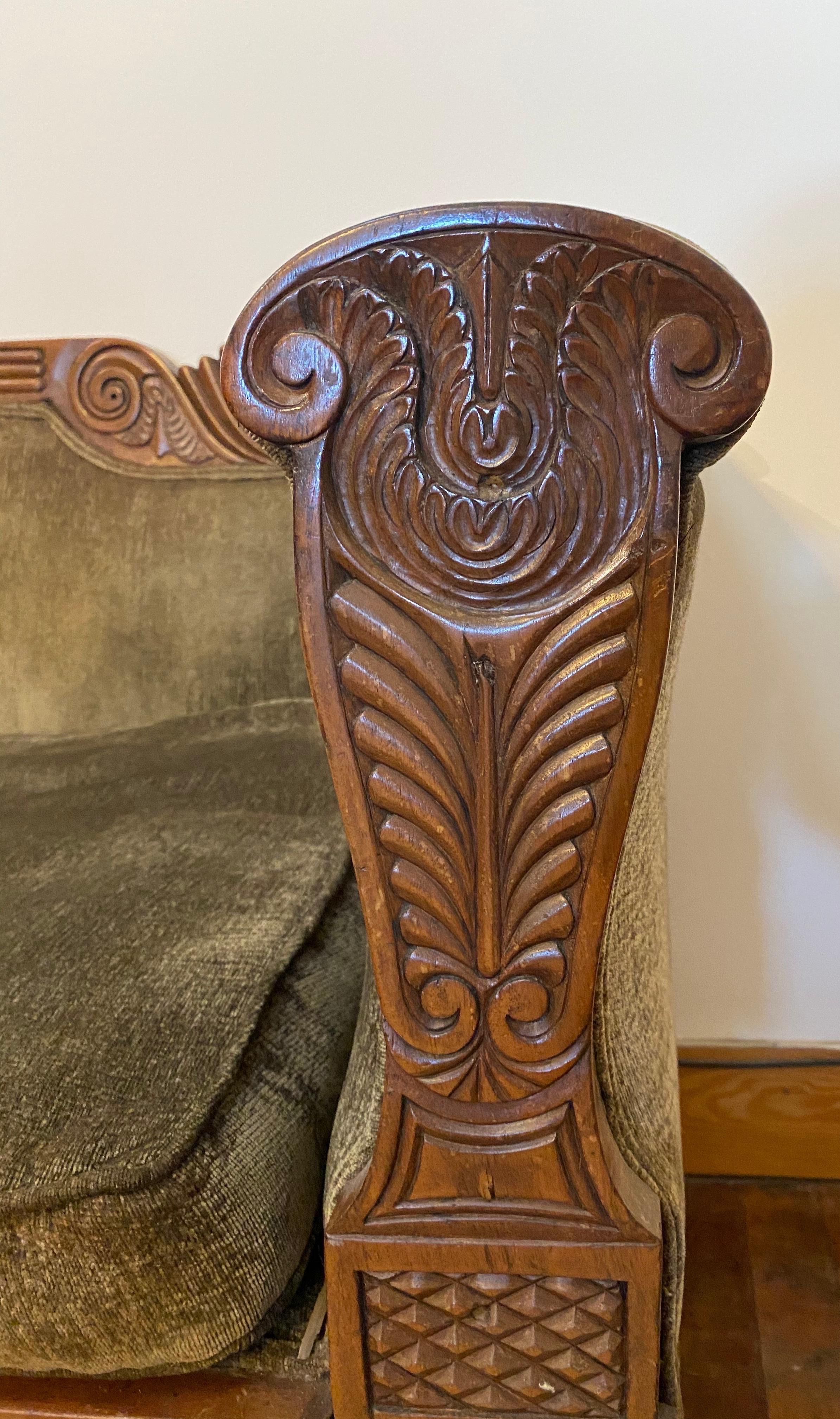 19th Century Carved English Regency Sofa 2